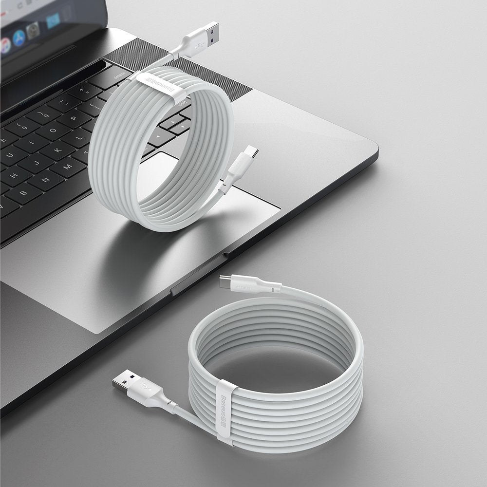 Baseus Simple Wisdom Cable Type - C 5A 40W - Καλώδιο Γρήγορης Φόρτισης Type - C 1,5M - 2 Τεμάχια - White - TZCATZJ - 02