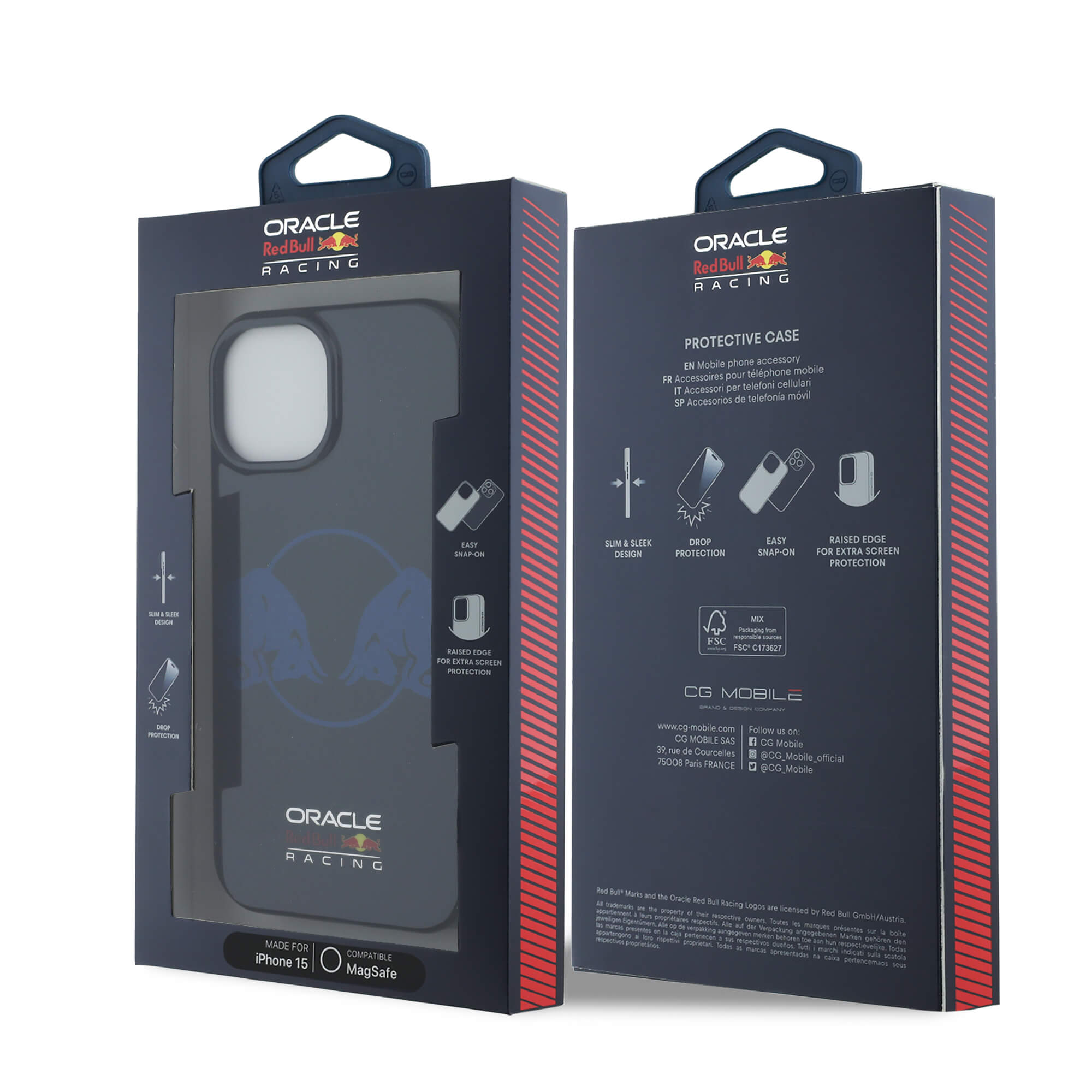 Red Bull iPhone 15 - IML Two Bulls - MagSafe Σκληρή Θήκη με Πλαίσιο Σιλικόνης - Navy - RBHMP15S24HIDBV