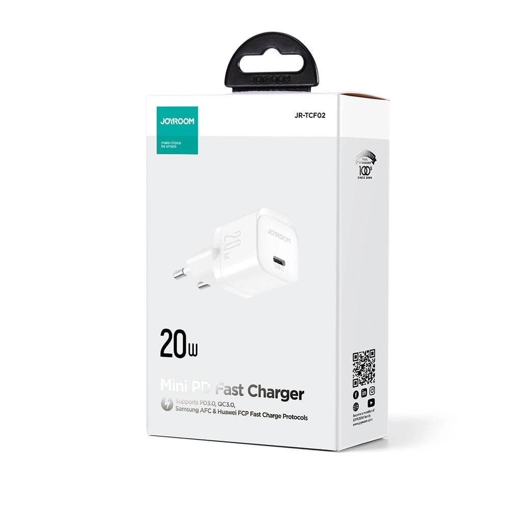 Joyroom Mini PD 20W Οικιακός Φορτιστής Γρήγορης Φόρτισης με Θύρα Type - C - White - JR - TCF02