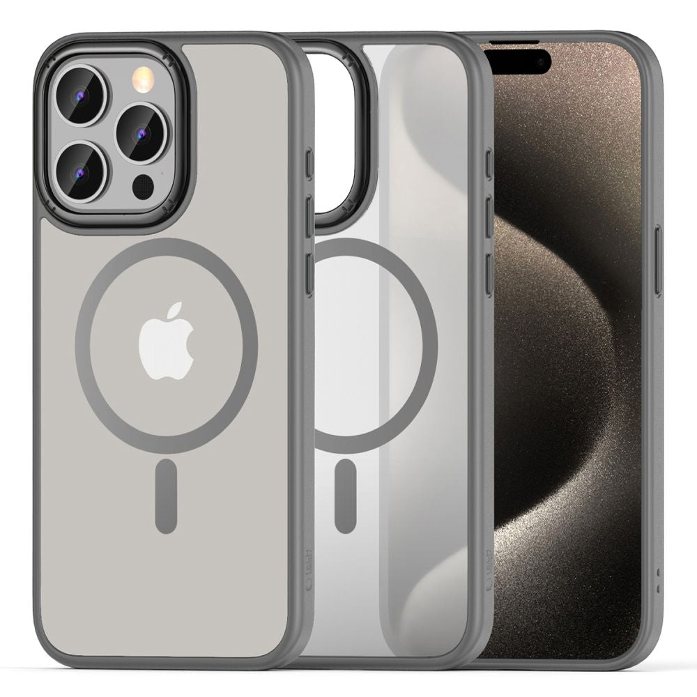 Tech - Protect iPhone 15 Pro MagMat 2 - Σκληρή Θήκη με Πλαίσιο Σιλικόνης και MagSafe - Matte Titanium / Ημιδιάφανη