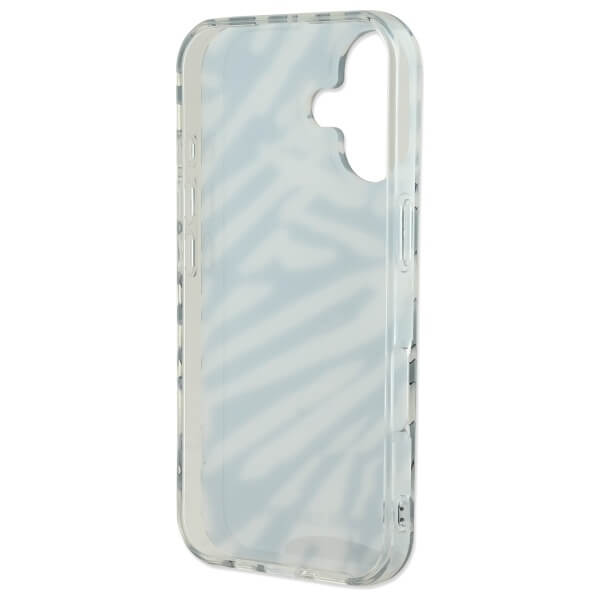 Karl Lagerfeld iPhone 16 - IML Zebra Pattern and Cord - Σκληρή Θήκη με Πλαίσιο Σιλικόνης και Λουράκι - Black - KLHCP16SHZBPKCCK