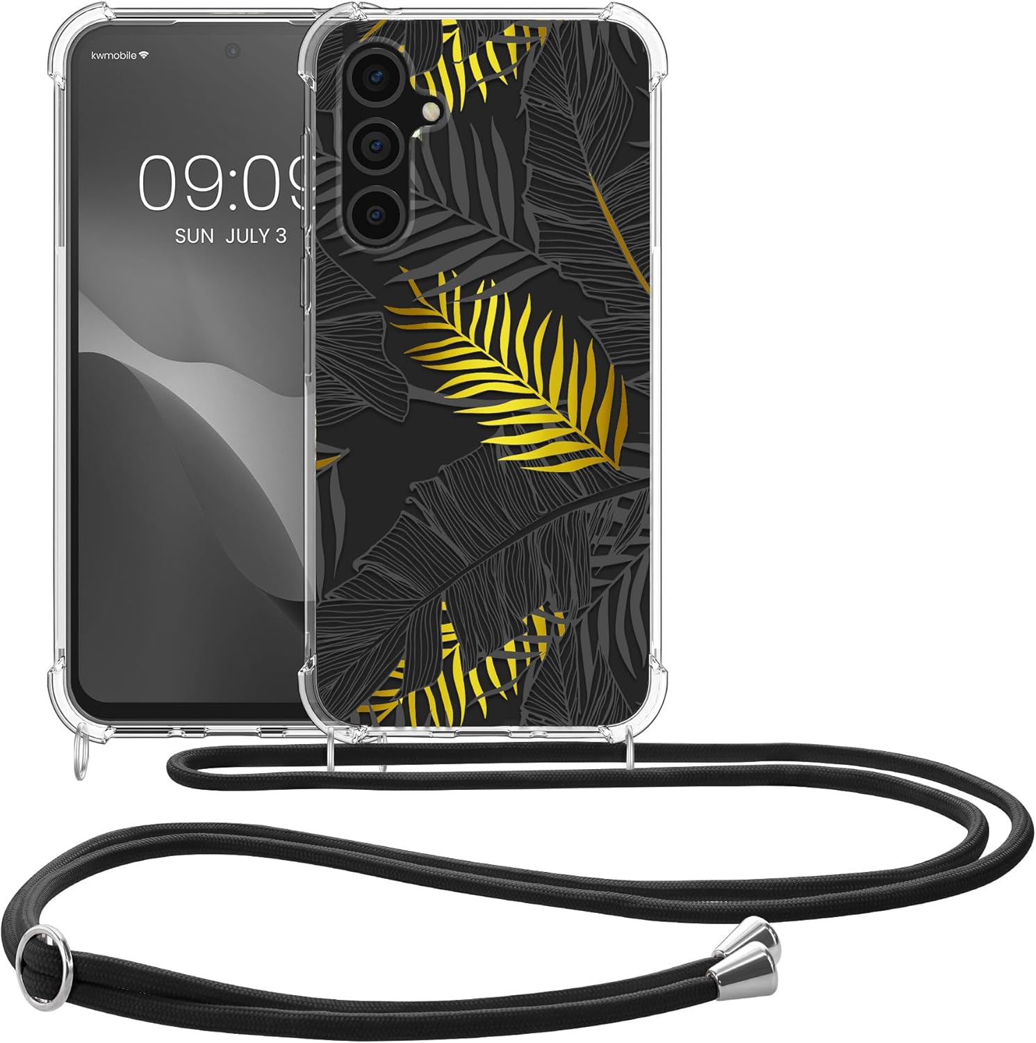 KW Samsung Galaxy S24 Θήκη Σιλικόνης TPU με Λουράκι - Design Jungle - Yellow / Grey / Διάφανη
