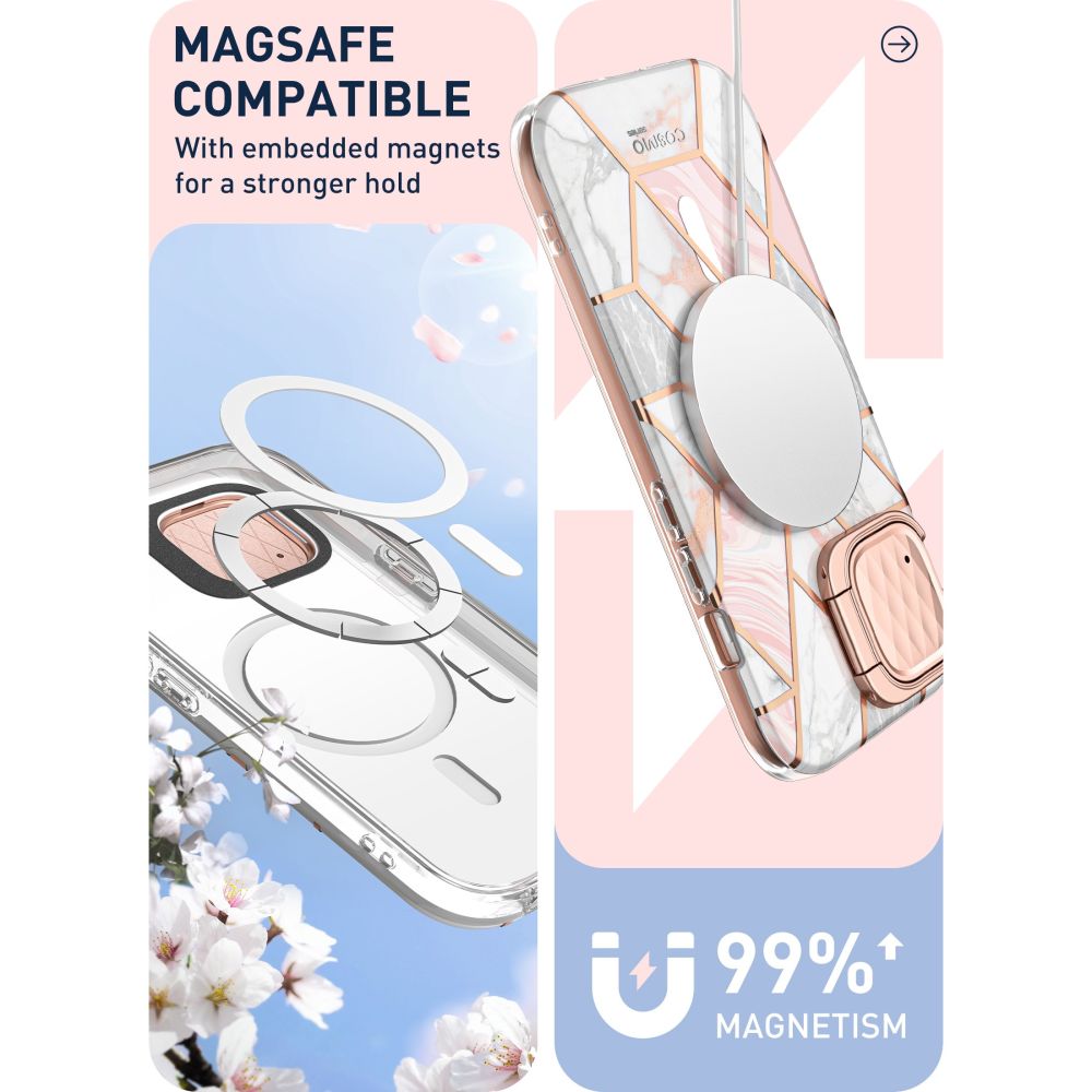 i - Blason iPhone 15 Cosmo Mag Σκληρή Θήκη με Προστασία Οθόνης / Κάμερας και Magsafe - Marble