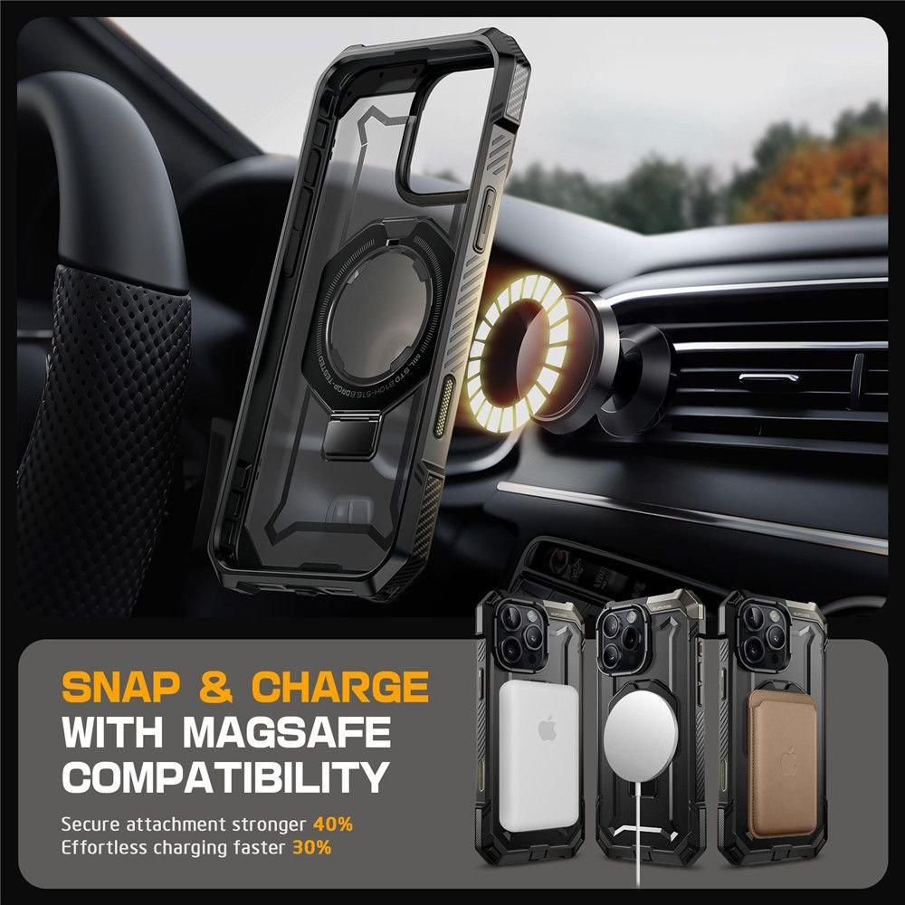 Supcase iPhone 16 Pro Max UB Grip Mag Σκληρή Θήκη με MagSafe και Stand - Black