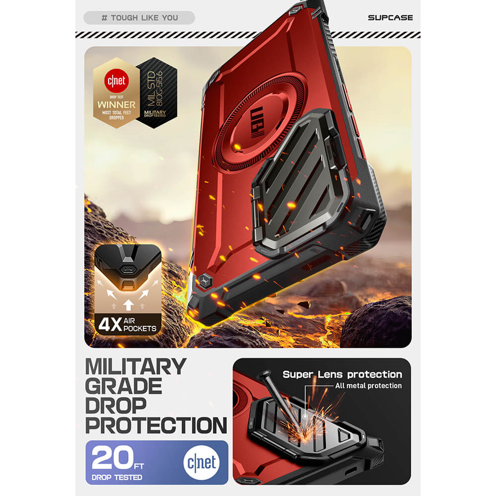 Supcase Samsung Galaxy S25 Ultra - Unicorn Beetle XT MagSafe - Σκληρή Θήκη με Προστασία Κάμερας / Stand - Metallic Red