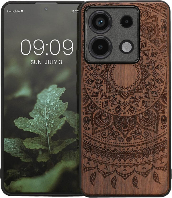 KW Xiaomi Redmi Note 13 Pro 5G / Poco X6 5G Θήκη από Φυσικό Ξύλο - Design Indian Sun - Dark Brown