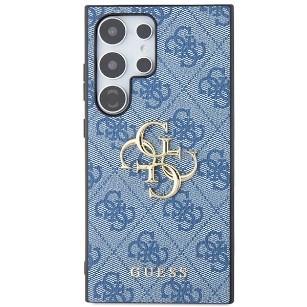 Guess Samsung Galaxy S24 Ultra - 4G Big Metal Logo Θήκη με Επένδυση Συνθετικού Δέρματος - Blue - GUHCS24L4GMGBL
