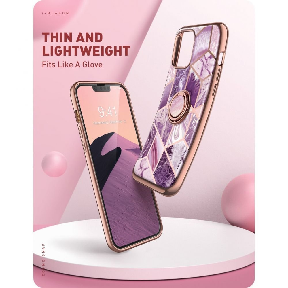 i - Blason iPhone 13 Pro IBLSN Cosmo Snap Σκληρή Θήκη με Δαχτυλίδι Συγκράτησης - Marble Purple