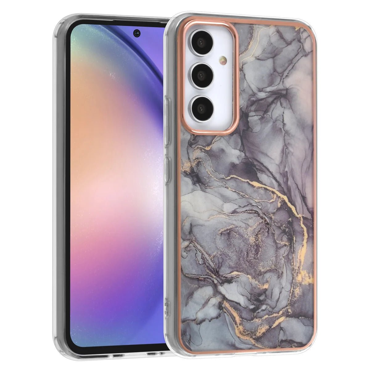 Tuniq Samsung Galaxy A54 5G - Σκληρή Θήκη με Πλαίσιο Σιλικόνης - Σχέδιο Μάρμαρο - Σκούρο Γκρί