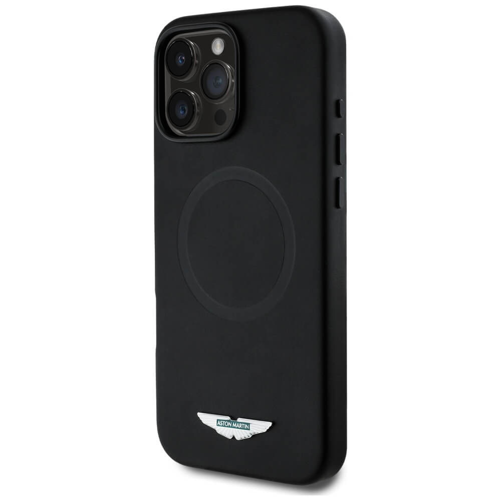 Aston Martin iPhone 16 Pro Max - HC FW Logo - MagSafe Σκληρή Θήκη με Πλαίσιο Σιλικόνης - Black