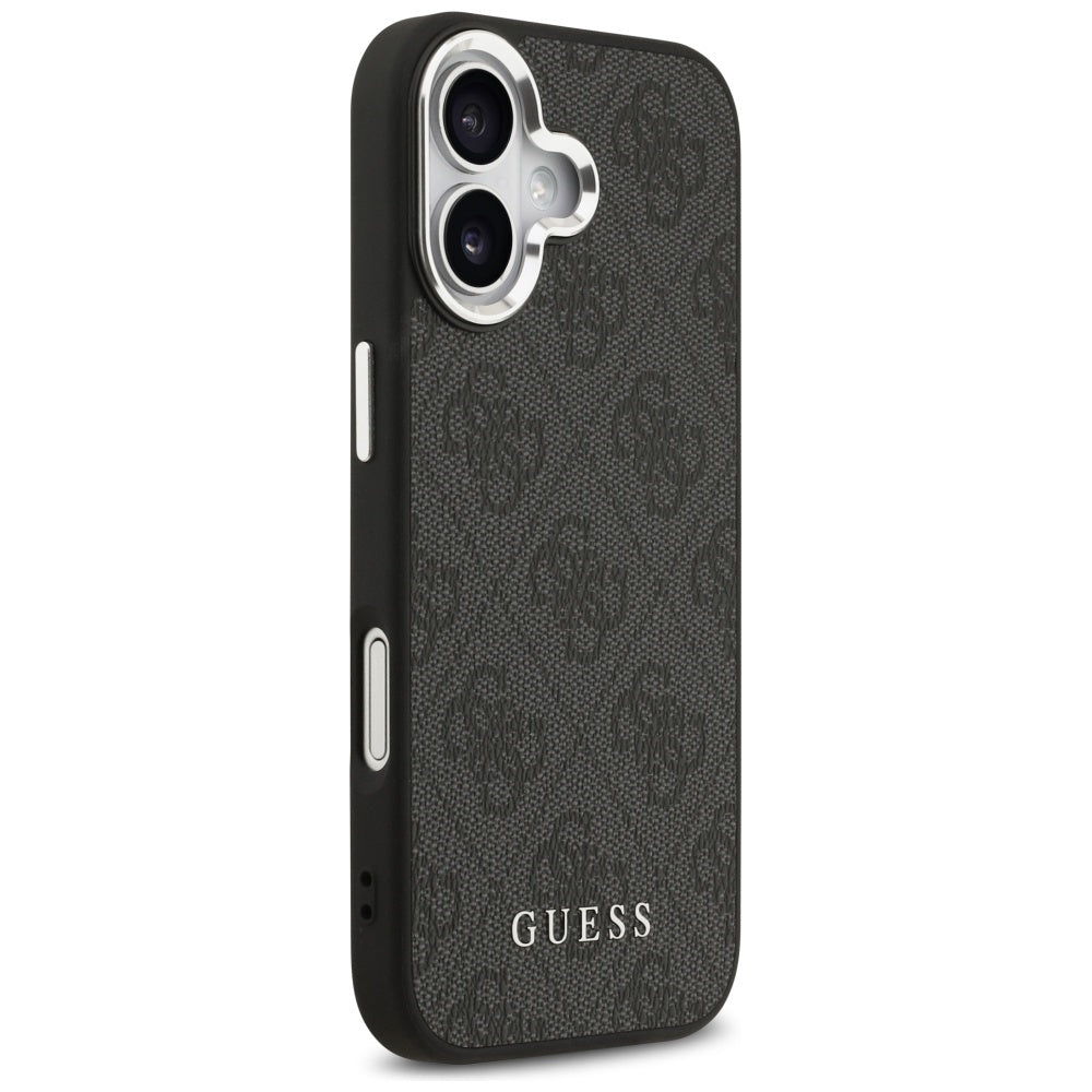 Guess iPhone 17 - 4G Classic Logo MagSafe - Σκληρή Θήκη με Πλαίσιο Σιλικόνης και Επένδυση Οικολογικού Δέρματος - Black - GUHMP17SP4GSSMCK