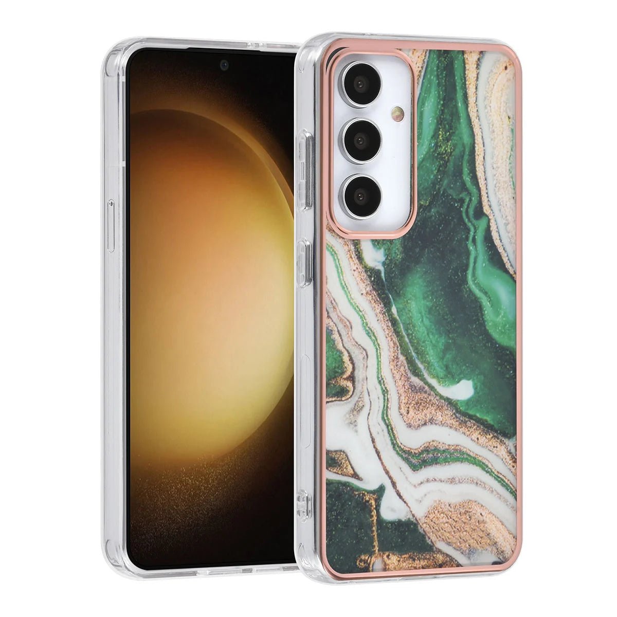 Tuniq Samsung Galaxy S24 - Σκληρή Θήκη με Πλαίσιο Σιλικόνης - Σχέδιο Μάρμαρο - Πράσινη