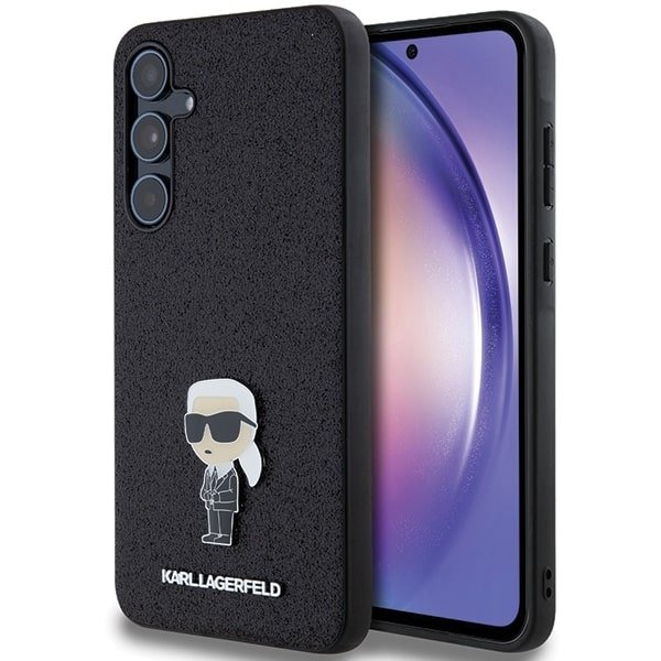 Karl Lagerfeld Samsung Galaxy A55 5G - Fixed Glitter Ikonik Logo Metal Pin - Σκληρή Θήκη με Πλαίσιο Σιλικόνης - Black - KLHCSA55GKNPSK