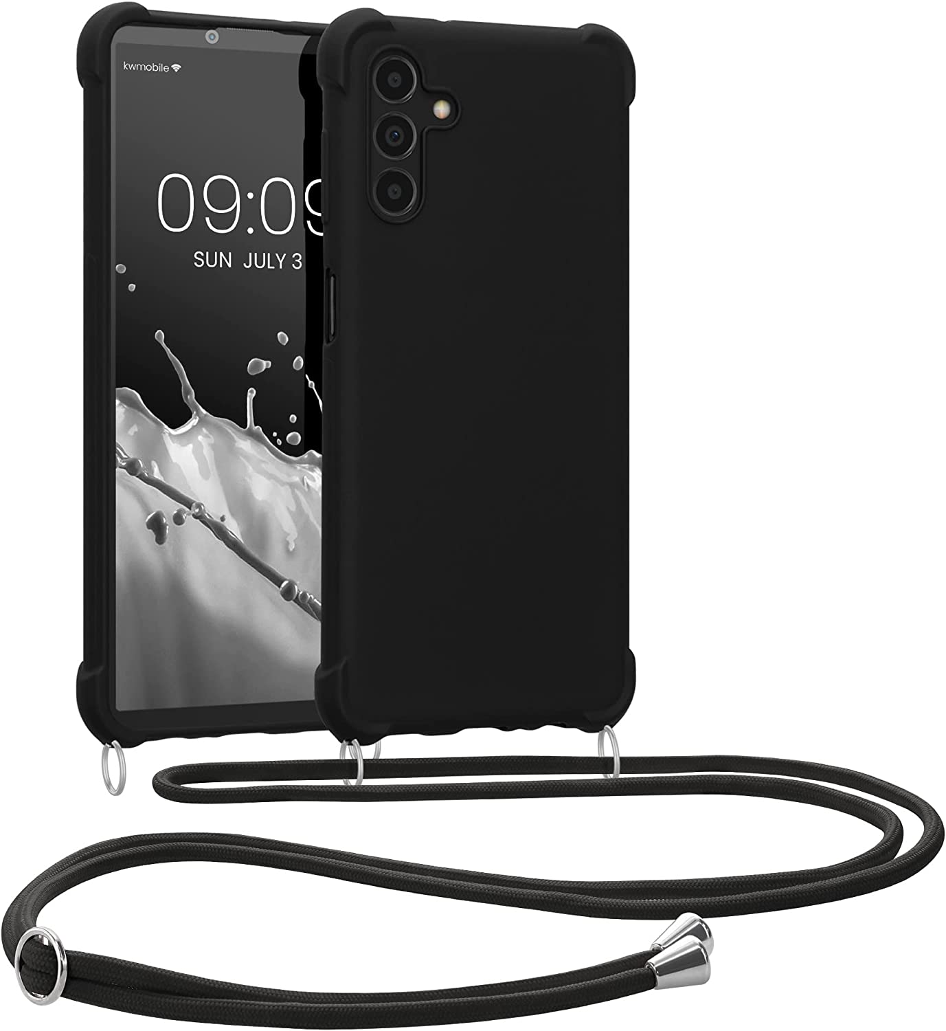 KW Samsung Galaxy A04s Θήκη Σιλικόνης TPU με Λουράκι - Black - 59960.01