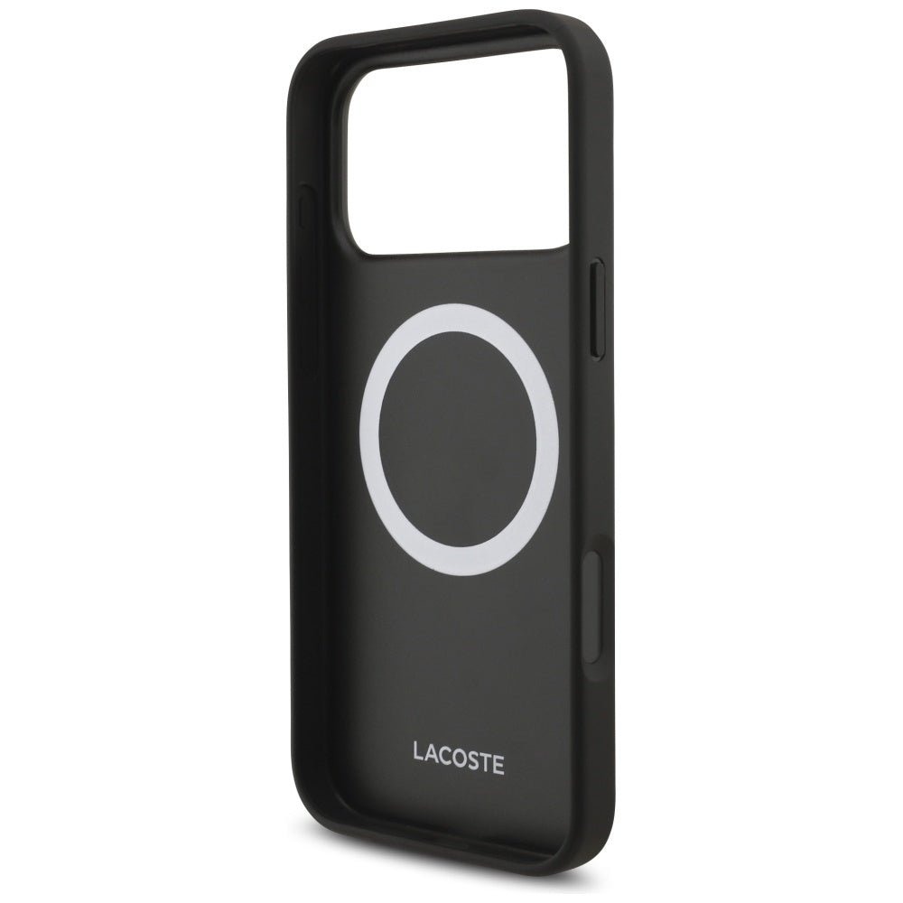 Lacoste iPhone 17 Pro Max - Iconic Petit Pique Woven Logo MagSafe - Σκληρή Θήκη με Πλαίσιο Σιλικόνης - Navy Blue