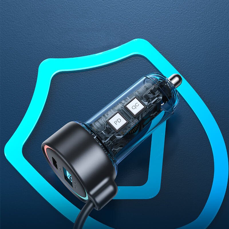 Joyroom JR - CL07 3in1 Fast Car Charger Φορτιστής Αυτοκινήτου με Καλώδιο Type C 1.5m 55W - Black