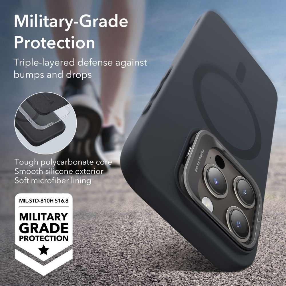 ESR iPhone 15 Pro Max Cloud Kickstand Halolock MagSafe Σκληρή Θήκη με Πλαίσιο Σιλικόνης και Stand - Black