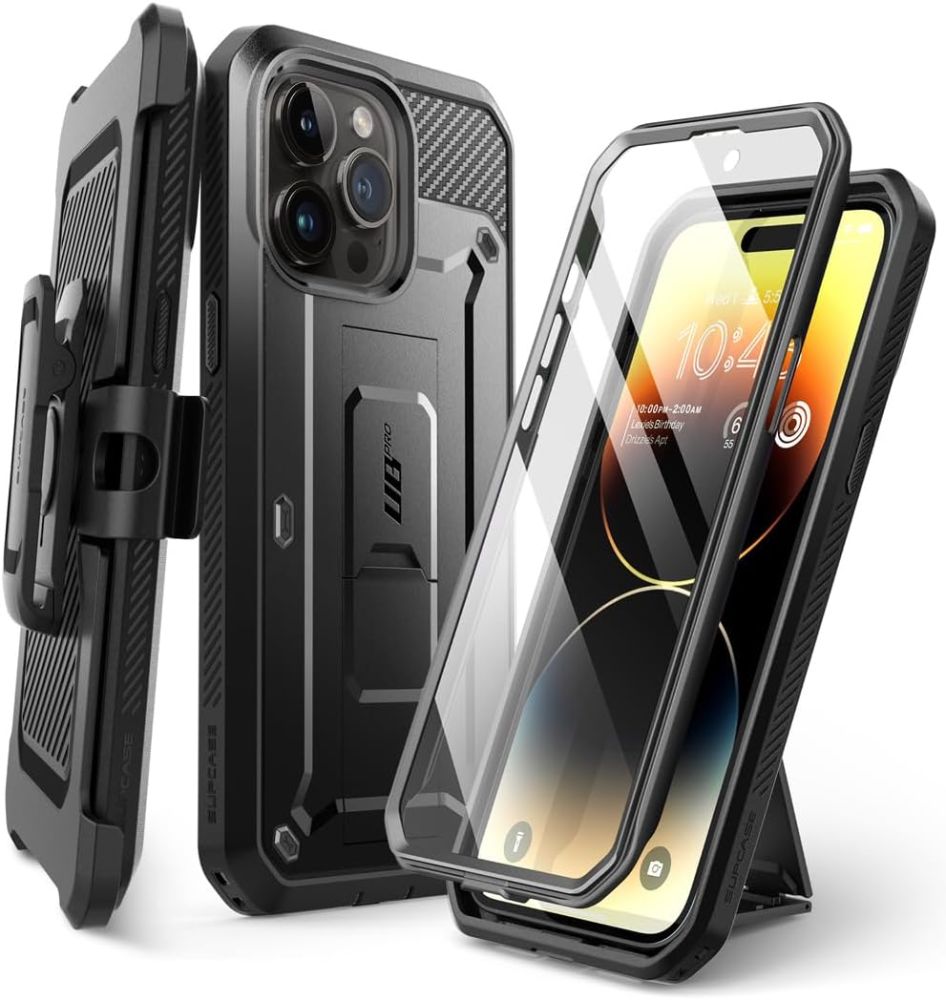 Supcase iPhone 15 Pro Unicorn Beetle Pro Σκληρή Θήκη με Προστασία Οθόνης και Stand - Black
