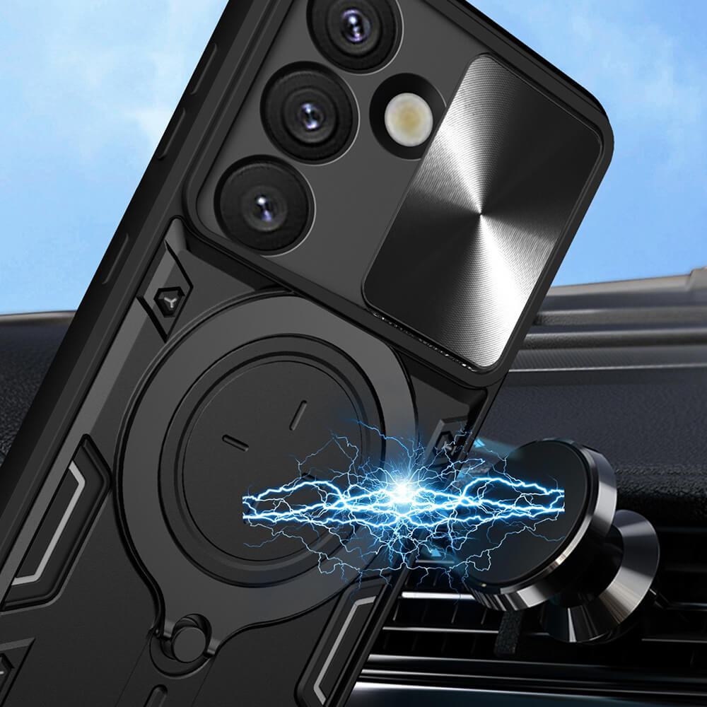 Techsuit Samsung Galaxy S25 Edge - CamGuard Pro - Σκληρή Θήκη με Προστασία Καμερών και Δαχτυλίδι Συγκράτησης - Black