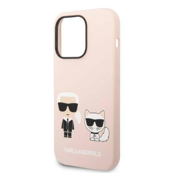 Karl Lagerfeld iPhone 14 Pro Max Liquid Silicone Karl and Choupette Θήκη Σιλικόνης με MagSafe - Light Pink - KLHMP14XSSKCI