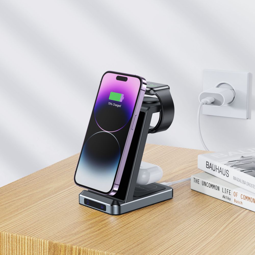 Tech - Protect QI15W - A26 3in1 Ασύρματος Φορτιστής για Smartphones, Apple Watch και Airpods / Samsung Galaxy Buds 15W - Black