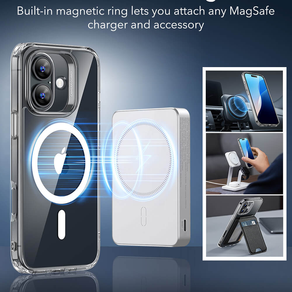 ESR iPhone 16 Classic Hybrid Halolock Σκληρή Θήκη με Πλαίσιο Σιλικόνης και MagSafe - Διάφανη