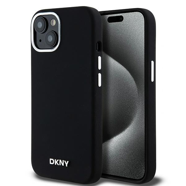 DKNY iPhone 15 / 14 / 13 - Liquid Silicone Small Metal Logo - MagSafe Σκληρή Θήκη με Πλαίσιο Σιλικόνης - Black