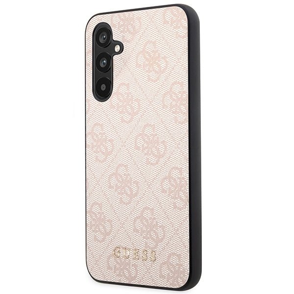 Guess Samsung Galaxy A54 5G - Collection 4G Metal Gold Logo Σκληρή Θήκη με Επένδυση Συνθετικού Δέρματος - Pink - GUHCSA54G4GFPI