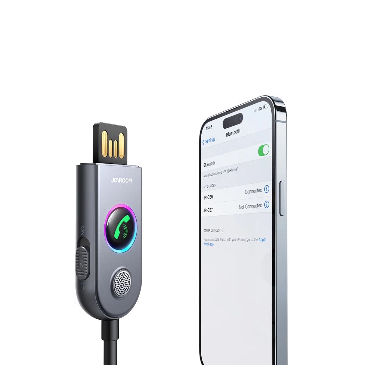 Joyroom JR - CB6 Bluetooth AUX Receiver για Αναπαραγωγή Μουσικής / Κλήσεις στο Αυτοκίνητο - Grey