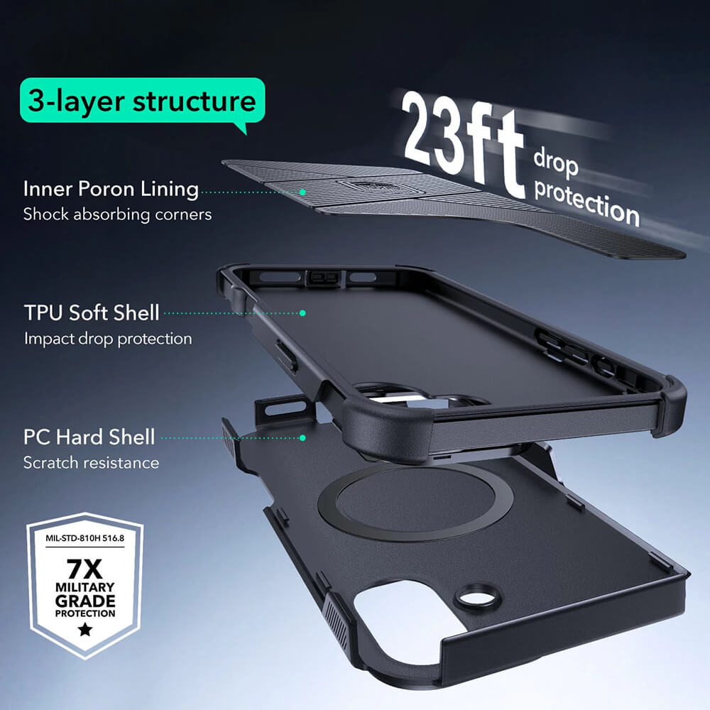 ESR iPhone 16 Plus Cyber Armor Kickstand Σκληρή Θήκη με Stand και MagSafe - Black