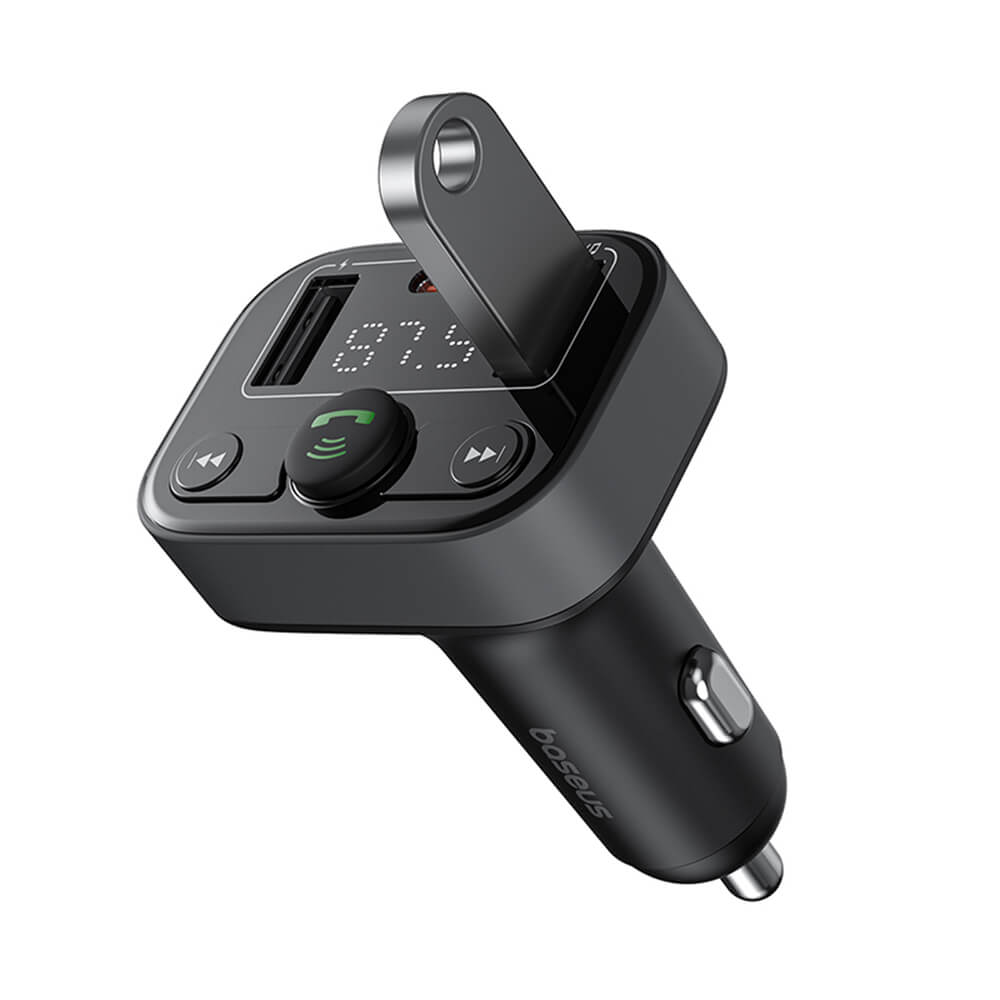 Baseus S - 09 Lite FM Transmitter με 2 Θύρες USB και 1 Θύρα Type - C για Αναπαραγωγή Μουσικής / Φόρτιση Κινητών στο Αυτοκίνητο - Cluster Black