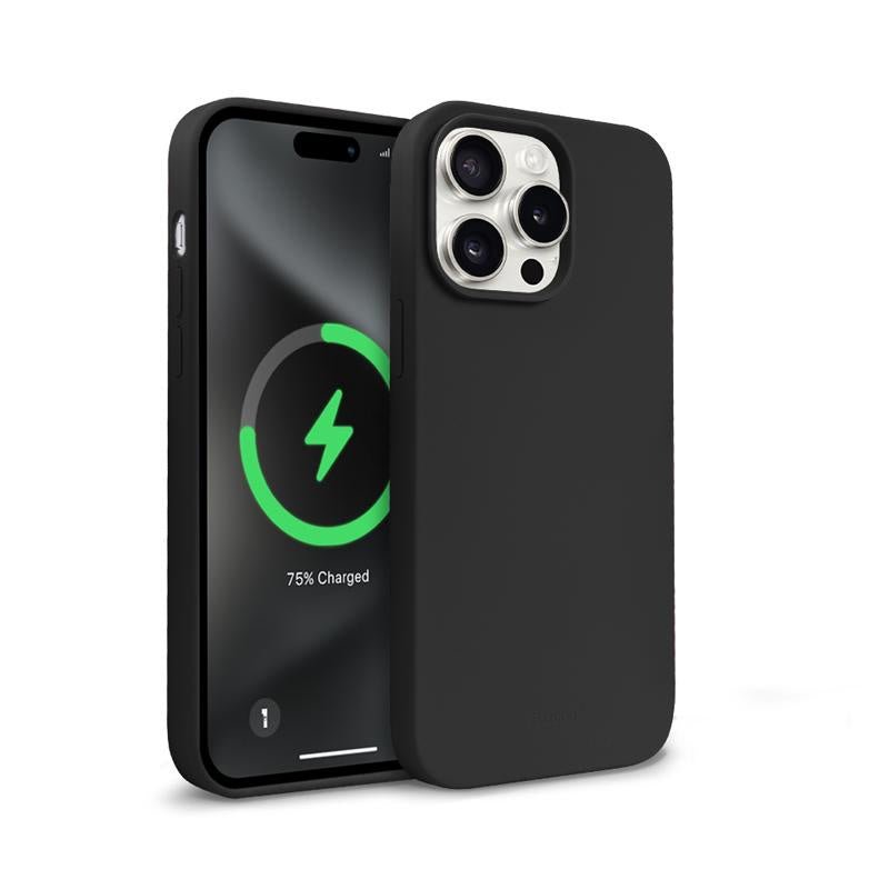 Crong iPhone 15 Pro Max Color Cover Magnetic - Θήκη Σιλικόνης με MagSafe - Black