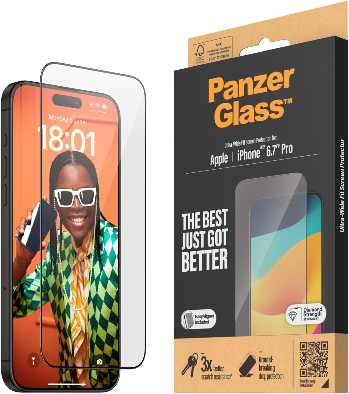 PanzerGlass iPhone 15 Pro Max Ultra - Wide Fit Easy Aligner Full Screen Αντιχαρακτικό Γυαλί Οθόνης - Black