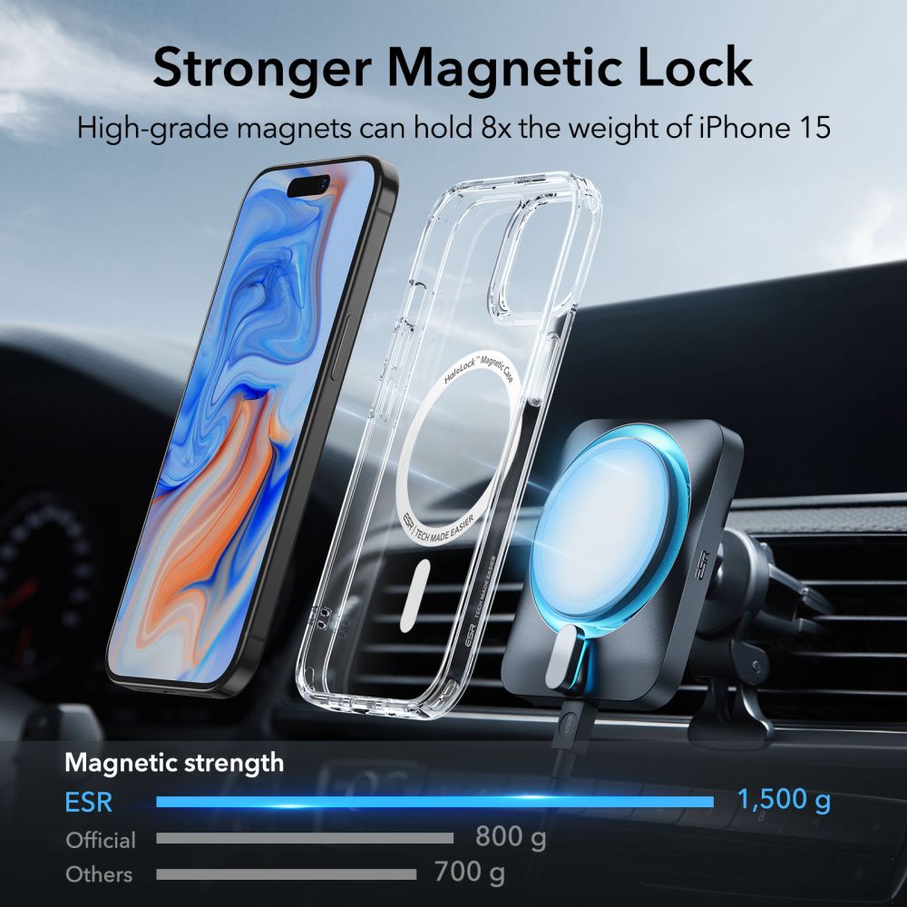ESR iPhone 15 Plus Classic Hybrid Halolock Σκληρή Θήκη με Πλαίσιο Σιλικόνης και MagSafe - Διάφανη