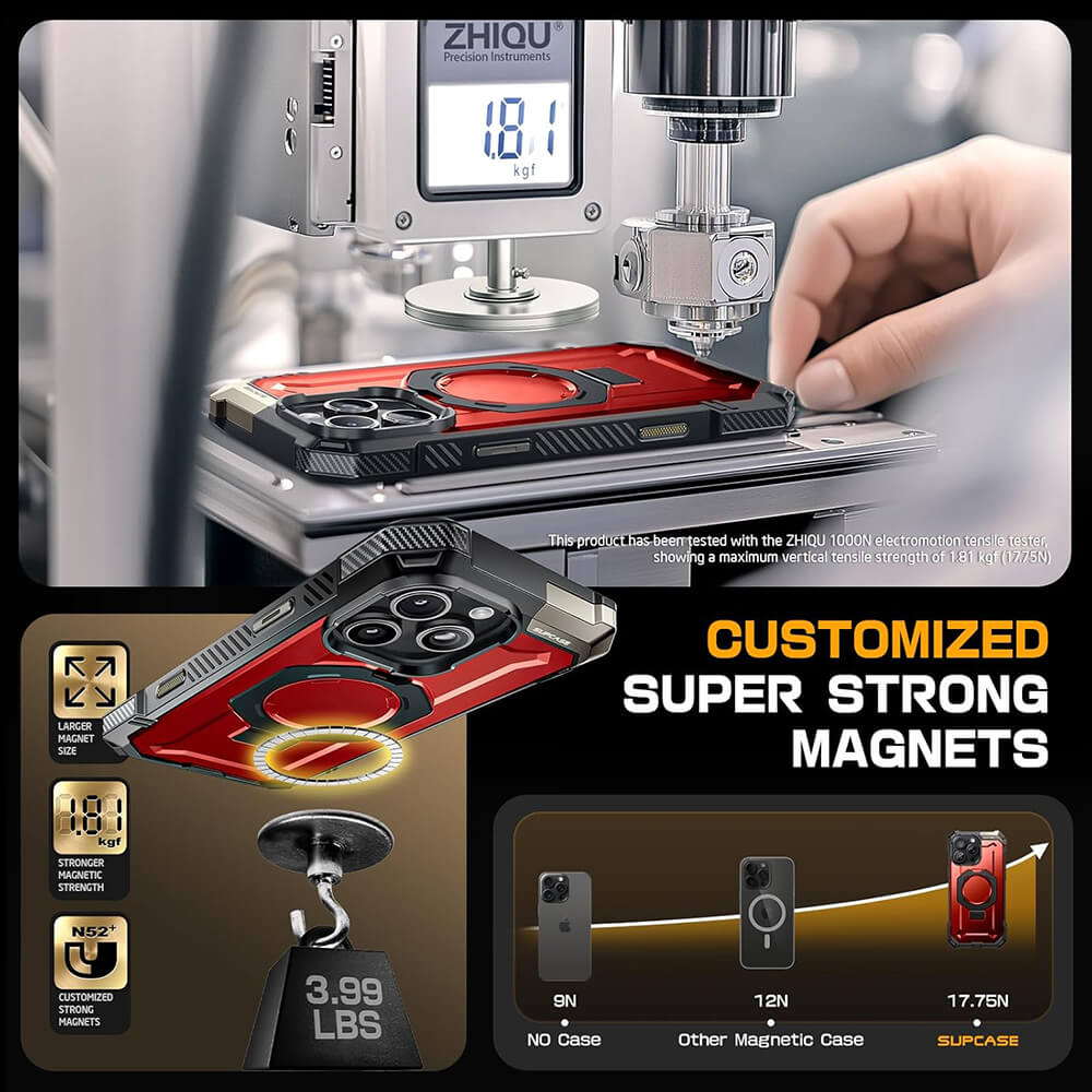 Supcase iPhone 16 Pro Unicorn Beetle Defender Σκληρή Θήκη με MagSafe και Stand - Metallic Red