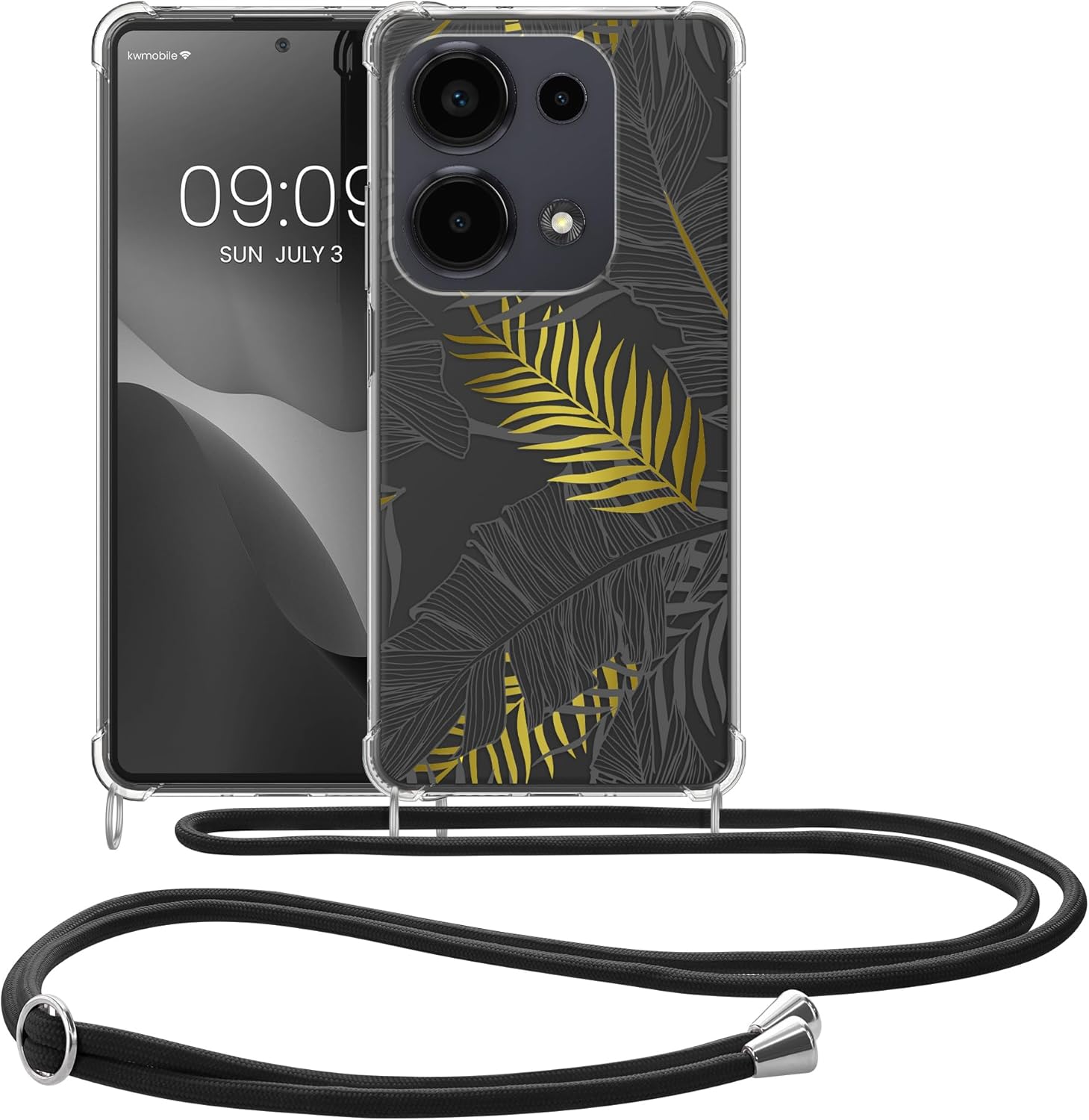 KW Xiaomi Redmi Note 13 Pro 4G Θήκη Σιλικόνης TPU με Λουράκι - Design Jungle - Yellow / Grey / Διάφανη