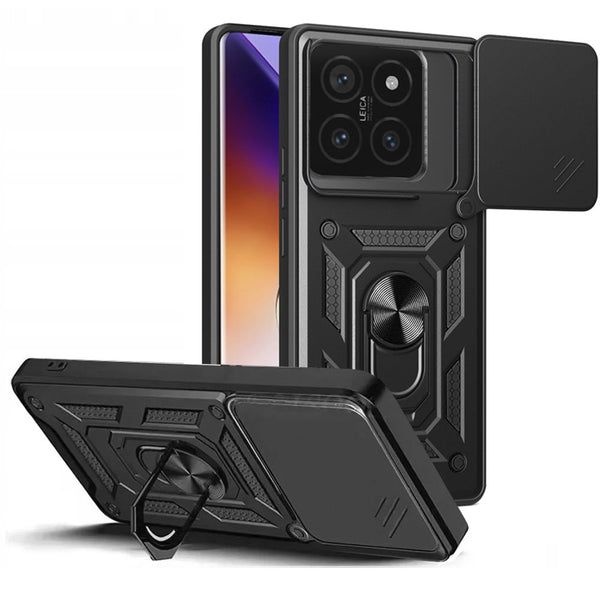 Tech - Protect Xiaomi Redmi 14T Pro Camshield Pro Σκληρή Θήκη με Πλαίσιο Σιλικόνης και Δαχτυλίδι Συγκράτησης - Black
