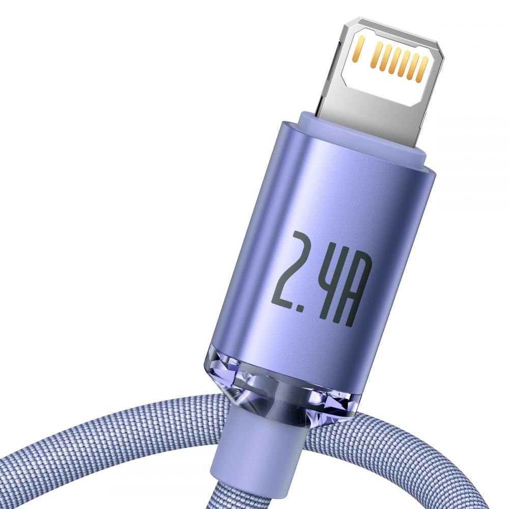 Baseus Crystal Shine Cable Lightning 2.4A - Καλώδιο Δεδομένων και Φόρτισης Lightning 1.2M - Purple - CAJY000005