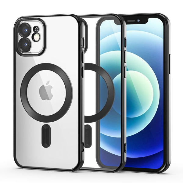 Tech - Protect iPhone 12 Magshine Θήκη Σιλικόνης TPU με Magsafe - Διάφανη / Black