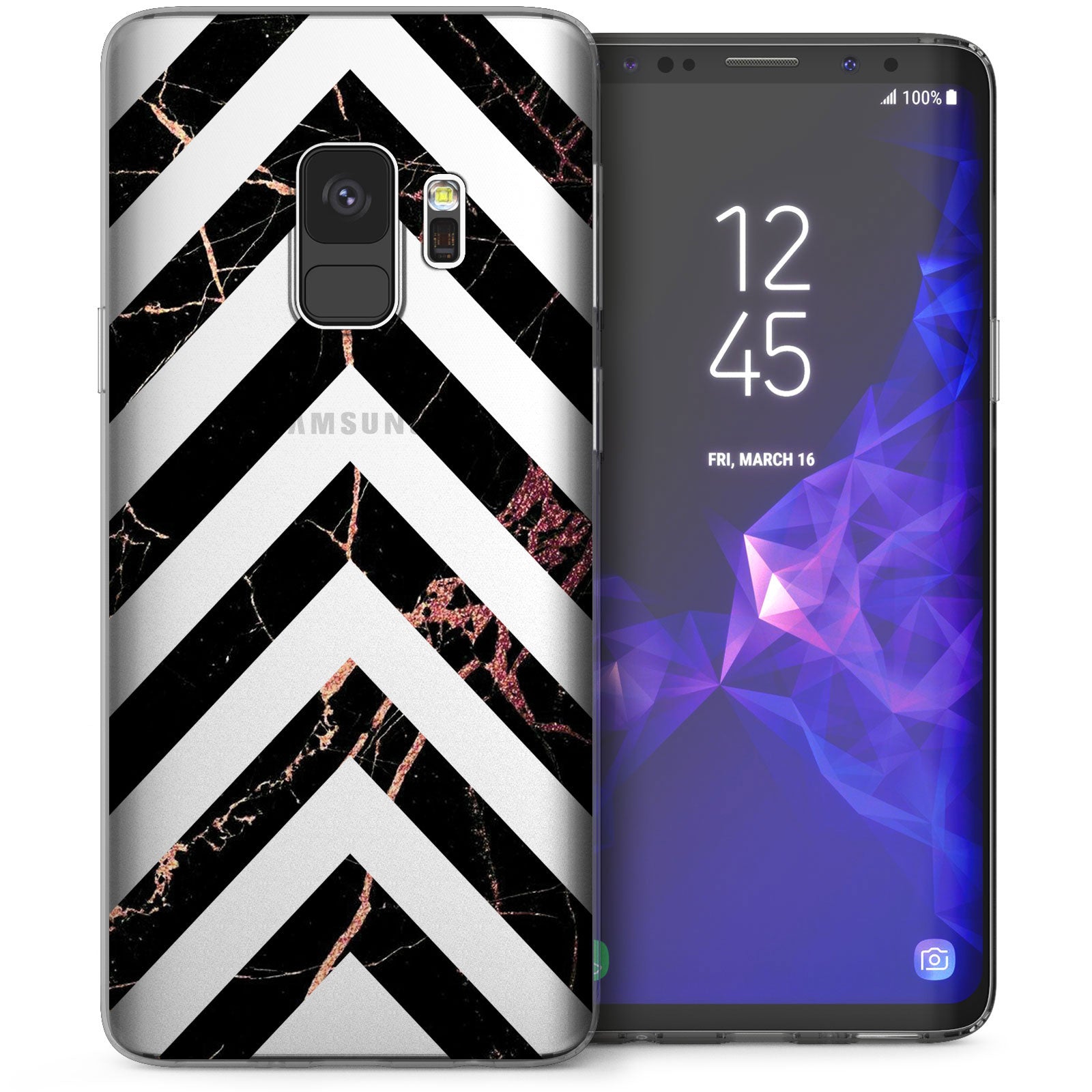 Caseflex iPhone XR Θήκη Σιλικόνης TPU - Marble Arrows - Black / Rose Gold - Διάφανη