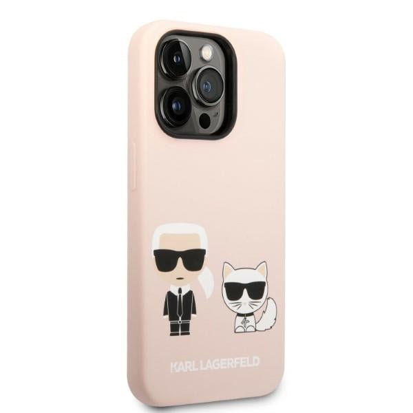 Karl Lagerfeld iPhone 14 Pro Liquid Silicone Karl and Choupette Θήκη Σιλικόνης με MagSafe - Light Pink - KLHMP14LSSKCI