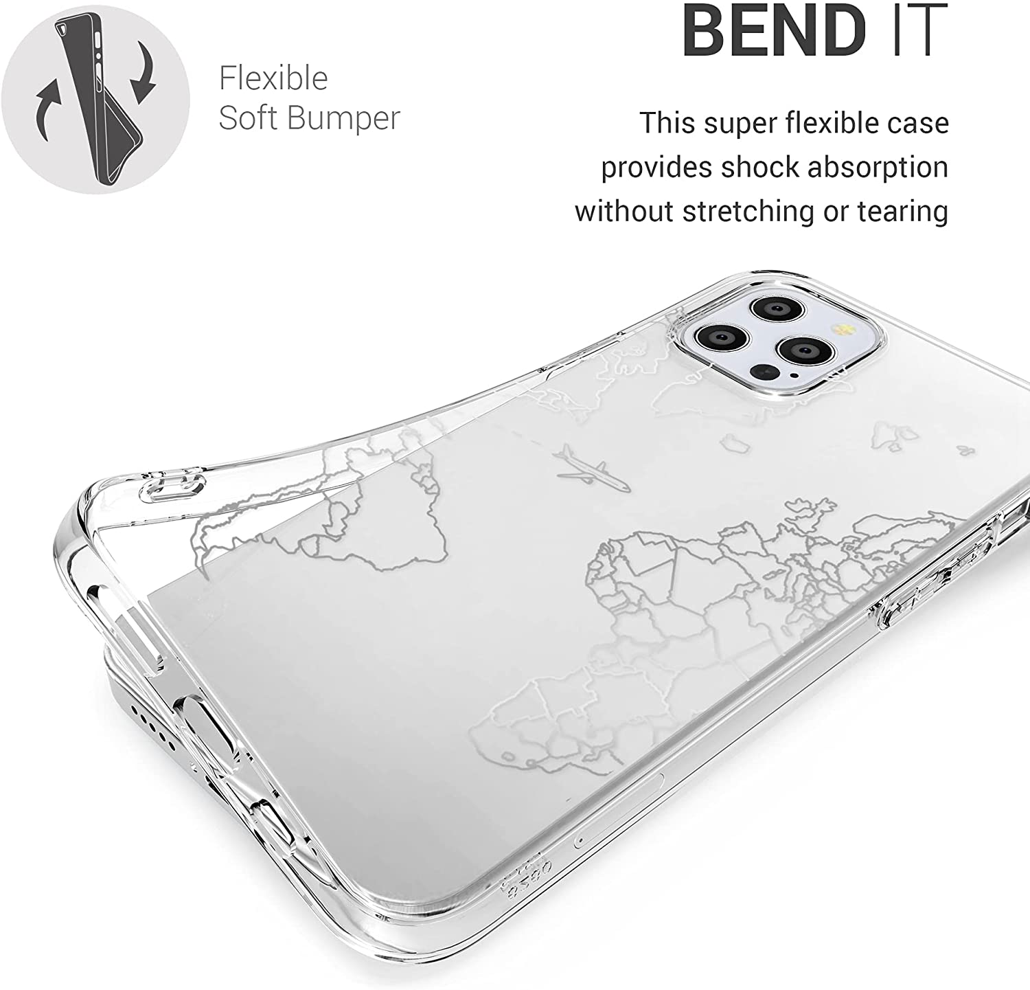 KW iPhone 12 / iPhone 12 Pro Θήκη Σιλικόνης TPU Design Travel and Explore - Διάφανη / Silver - 53035.12