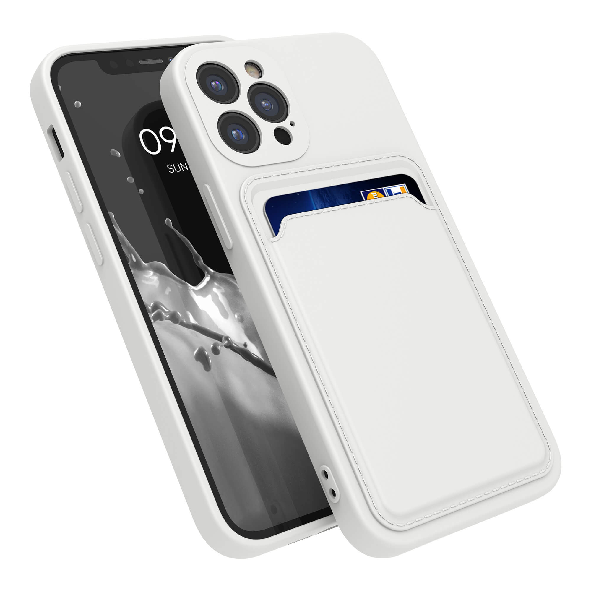 KW iPhone 12 / iPhone 12 Pro Θήκη Σιλικόνης TPU με Υποδοχή για Κάρτα - White - 55112.02