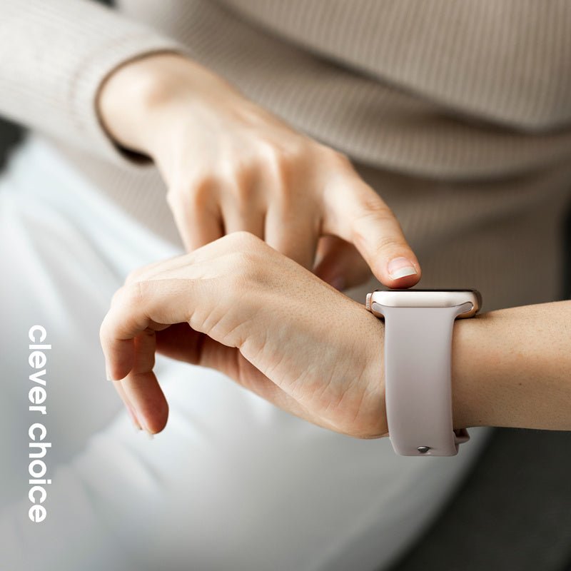 Crong Λουράκι Apple Watch 2/3/4/5/6/7/8/9/10/11 - SE (1/2/3) - 38/40/41/42mm Σιλικόνης - Liquid Strap - Grey Lavender
