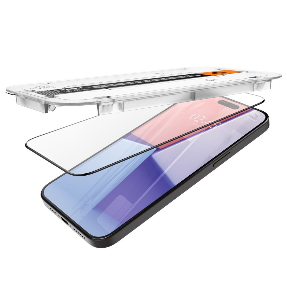 Spigen iPhone 15 Pro Max Glas.TR EZ Fit FC 0.3mm 2.5D 9H Case Friendly Full Screen Tempered Glass Αντιχαρακτικό Γυαλί Οθόνης - 2 Τεμάχια - Black