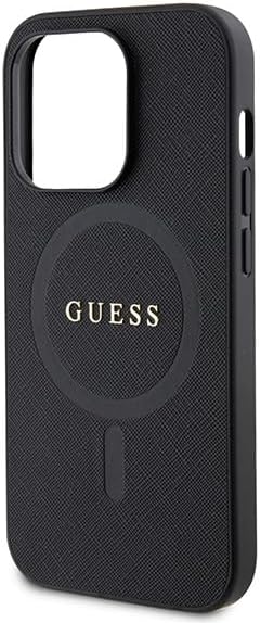 Guess iPhone 15 Pro Max Saffiano MagSafe Σκληρή Θήκη με Πλαίσιο Σιλικόνης και MagSafe - Black - GUHMP15XPSAHMCK