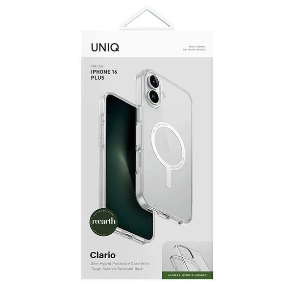 Uniq iPhone 16 Plus Clario Eco - Friendly Σκληρή Θήκη με Πλαίσιο Σιλικόνης και MagSafe - Διάφανη