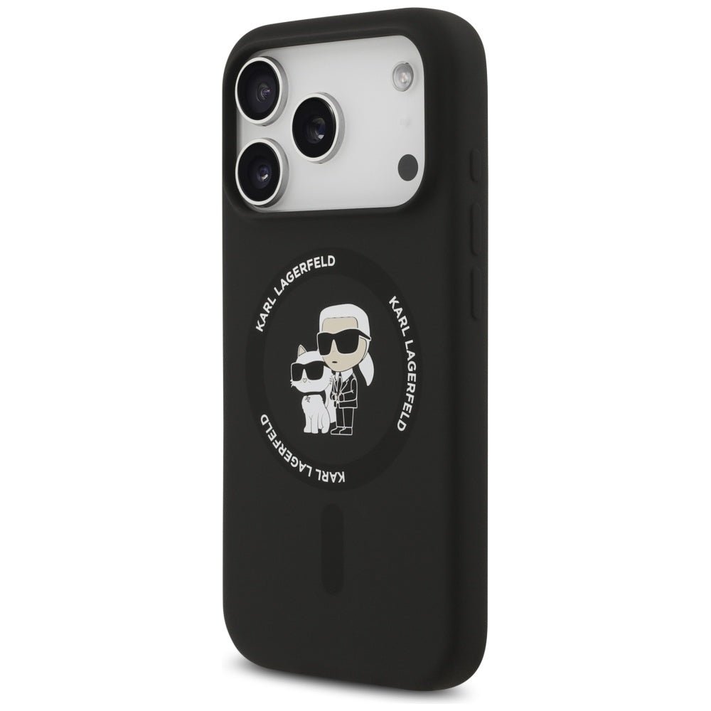 Karl Lagerfeld iPhone 17 Pro - Silicone Karl and Choupette Ring MagSafe Θήκη Σιλικόνης - Black - KLHMP17LSCMKCRHK
