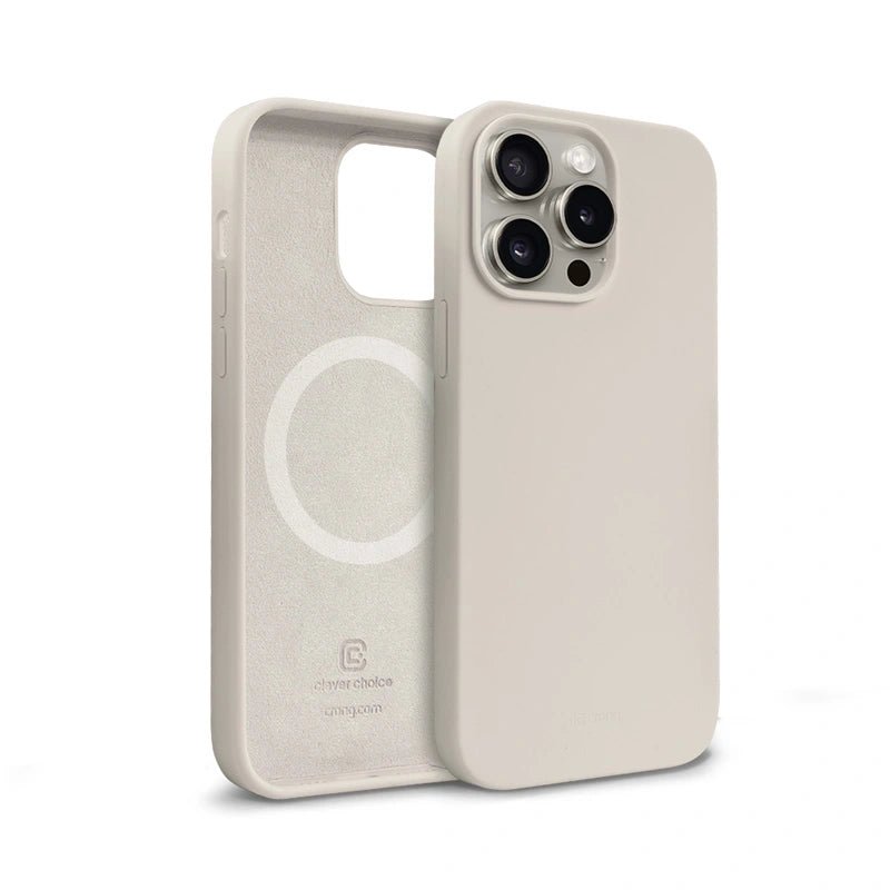 Crong iPhone 15 Pro Color Cover Magnetic - Θήκη Σιλικόνης με MagSafe - Stone Beige