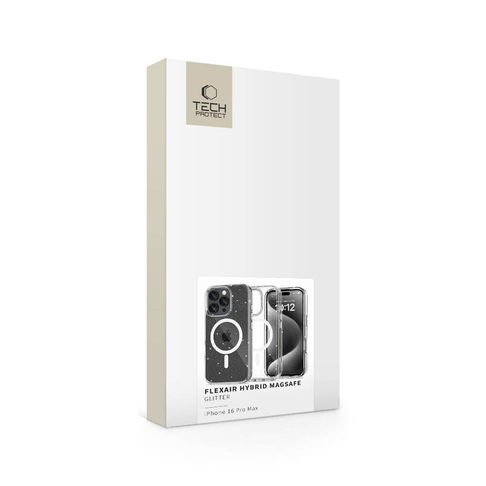 Tech - Protect iPhone 16 Pro Max Flexair Hybrid MagSafe Σκληρή Θήκη με Πλαίσιο Σιλικόνης και MagSafe - Glitter Clear